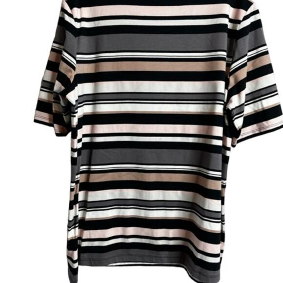 Isaac Mizrahi Live! Crew Neck Elbow-Sleeve Stripe Printed Knit Top Sz L - Picture 8 of 9